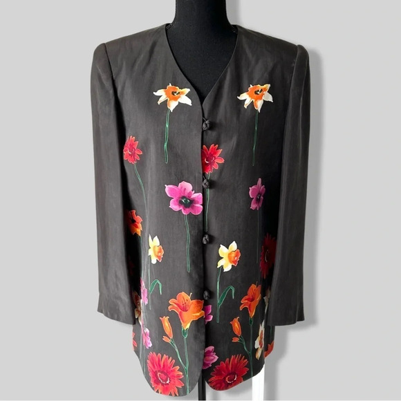 Vintage  Simon Chang Floral Print Blazer - Picture 1 of 13